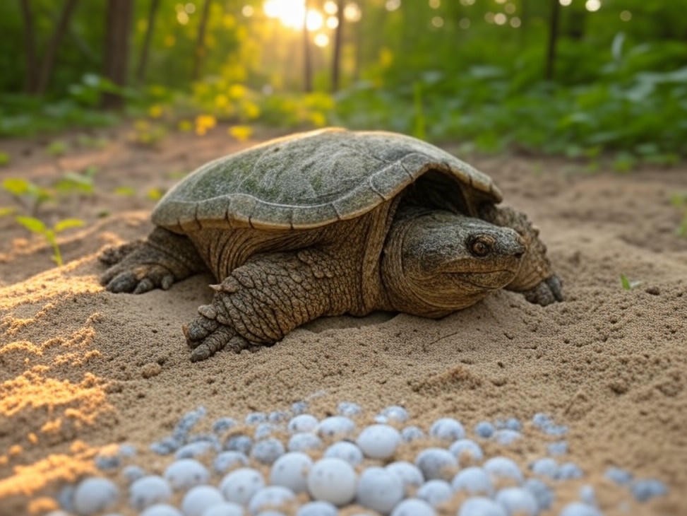 Photorealistic wildlife scene for DNR encourages caution around nesting turtles
