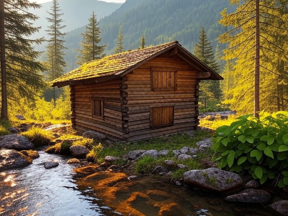 Photorealistic outdoor scene for Crafting Wilderness Havens: Shelter Building for Outdoor Adventurers