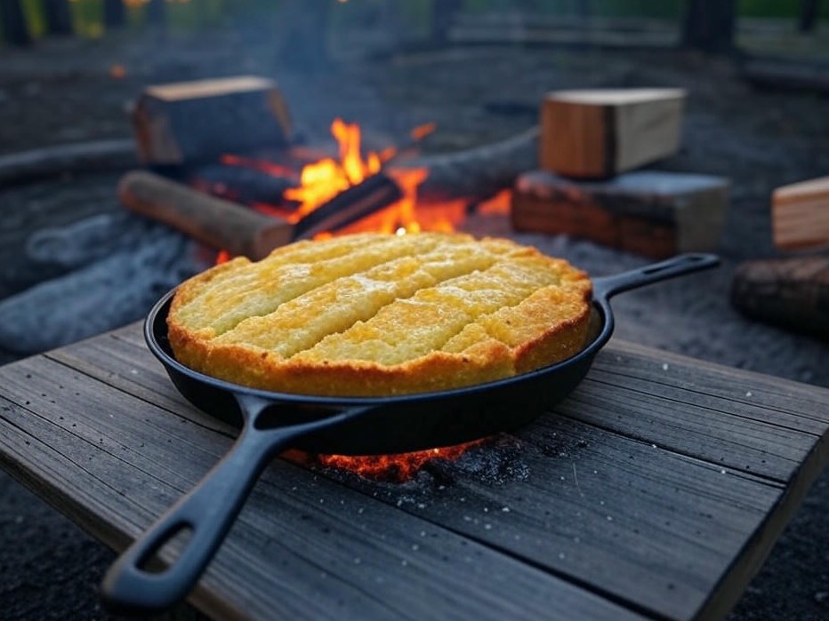 ORN Campfire Cookout: Smoky Campfire Skillet Cornbread with Honey Drizzle