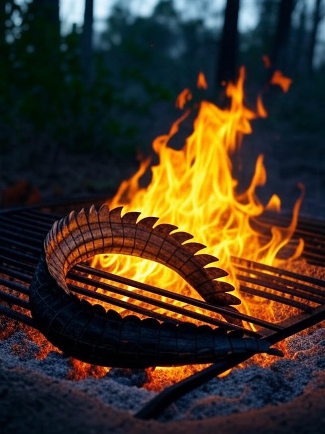 ORN Campfire Cookout: Sizzling Campfire Grilled Alligator Tail: Wild Outdoor Recipe Adventure