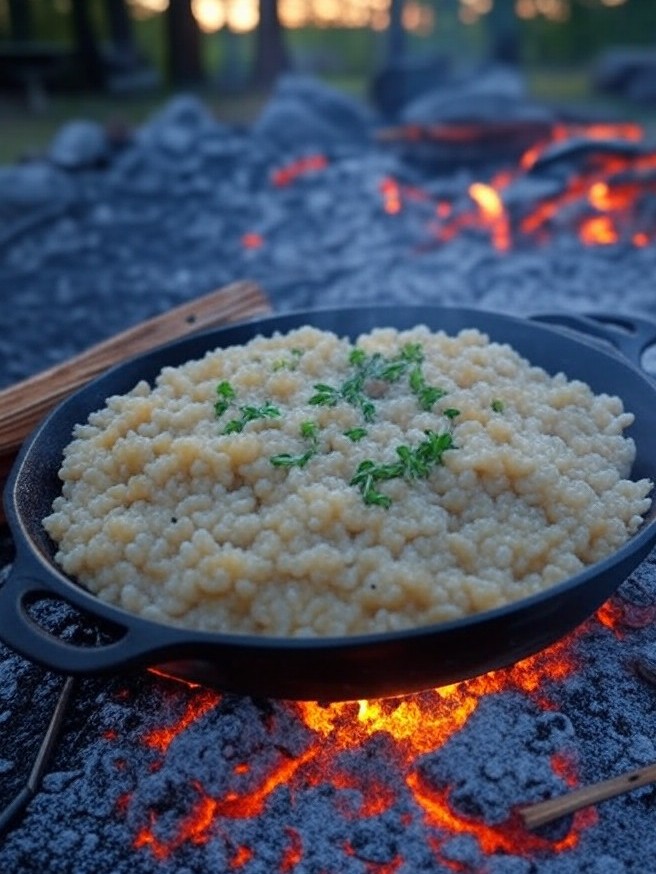 ORN Campfire Cookout: Cast Iron Snapper Risotto: Smoky Campfire Seafood Delight