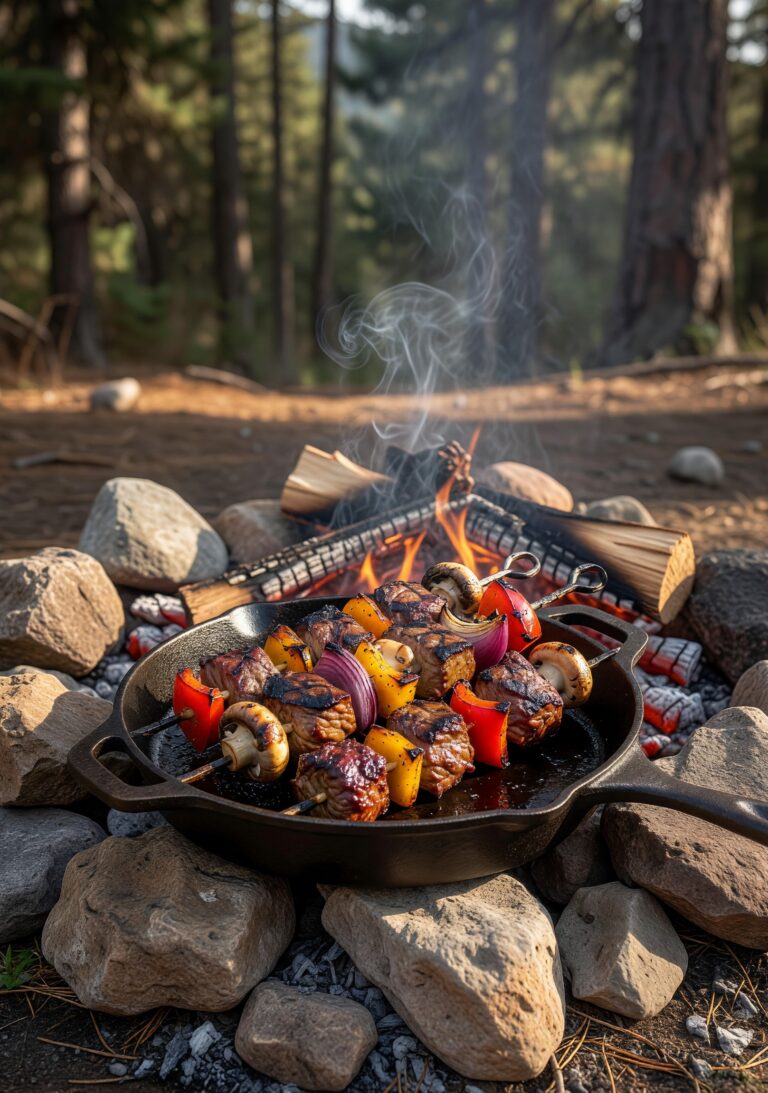 ORN Campfire Cookout: Sizzling Campfire Beef Kabobs: Easy Smoky Outdoor Recipe for Wilderness Feasts
