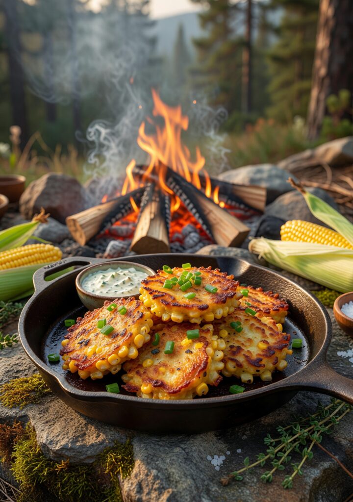 ORN Campfire Cookout: Sizzling Campfire Corn Fritters: Crispy Outdoor Delight for Wilderness Chefs