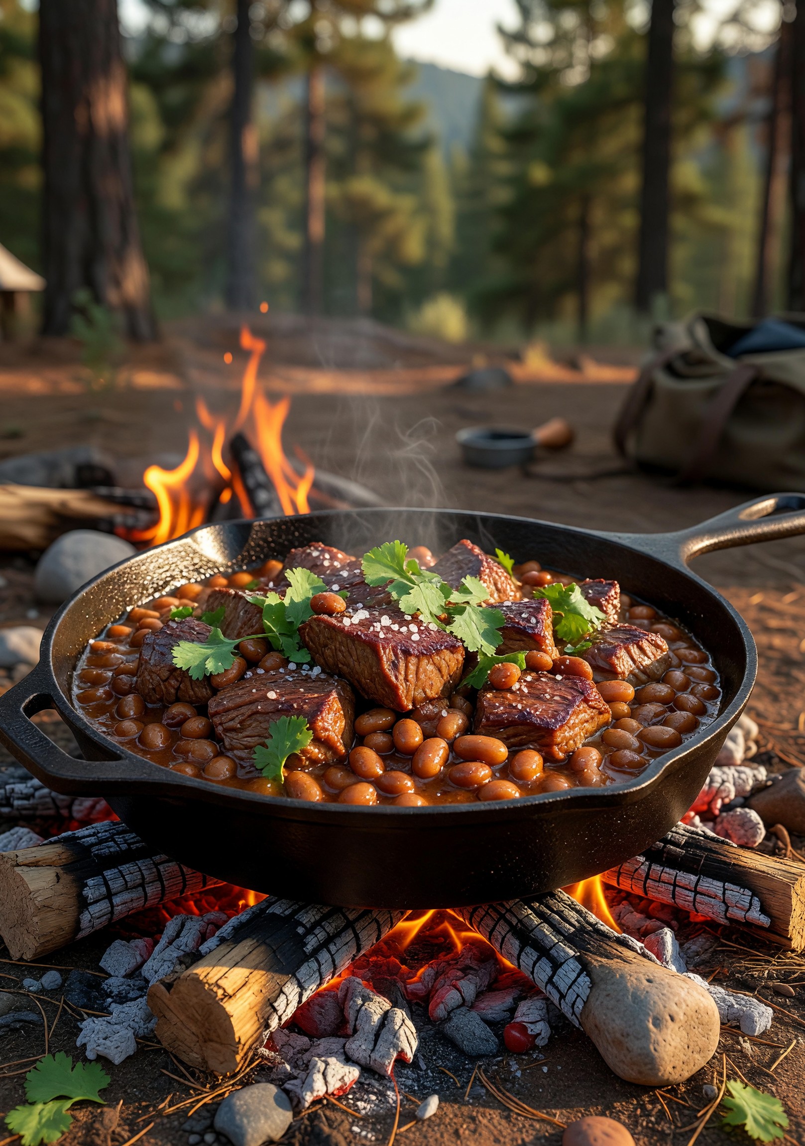 ORN Campfire Cookout: Sizzling Beef and Bean Skillet: Hearty Campfire One-Pot Recipe for Outdoor Feasts