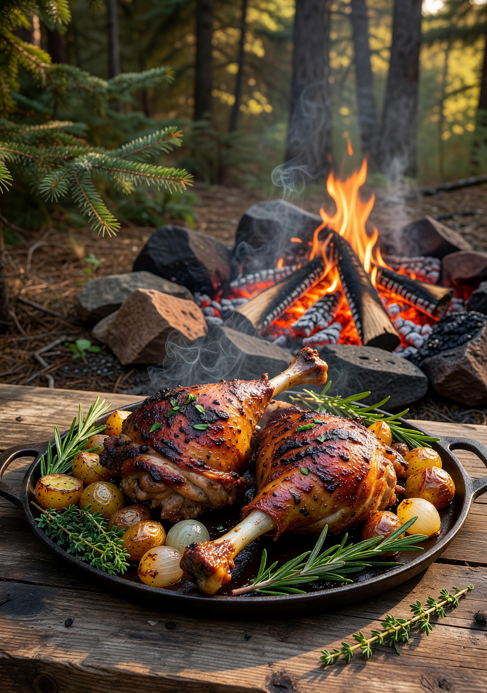ORN Campfire Cookout: Smoky Campfire Turkey Legs: Juicy Outdoor Recipe for Wilderness Feasts